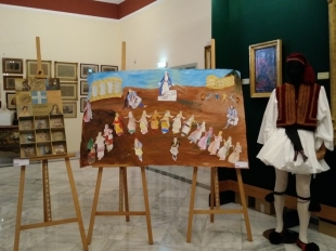 Έργο παιδιών εμπνευσμένο από εκθέματα του μουσείου.  Έκθεση Παιδικής Τέχνης στο Ίδρυμα Αρχ. Μακαρίου Γ’.  